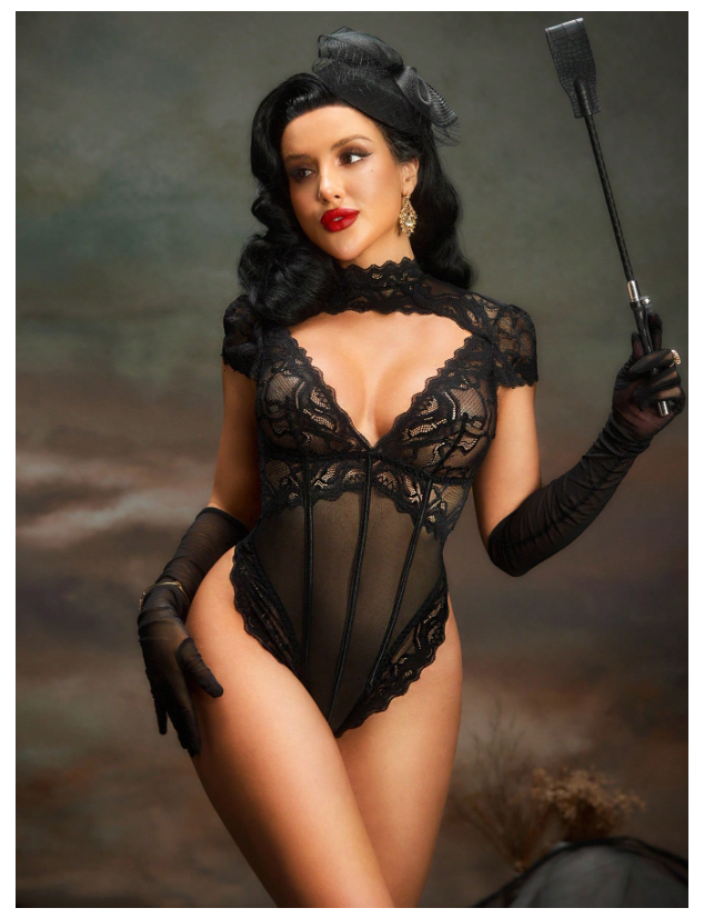 Chest Hollow Lace Mesh Bodysuit